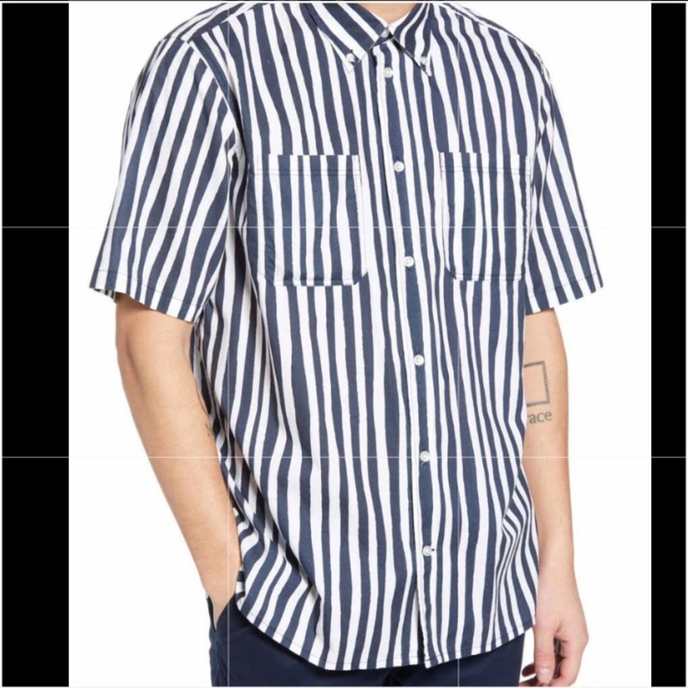 Wesc Blue Striped Button Down Shirt
